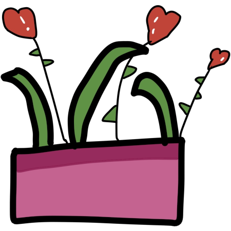 a pink box with heart shaped flowers